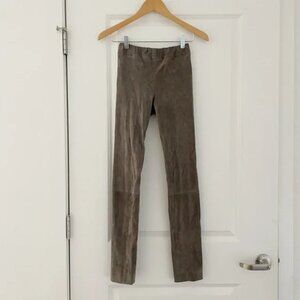 The Row Lambskin Leather Stretch Moto Leggings Gray